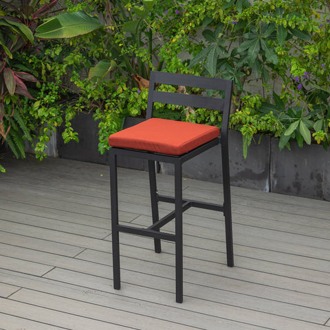 Chelsea Modern Patio Bar Chair in Powder-Coated Aluminum with Removable Cushion