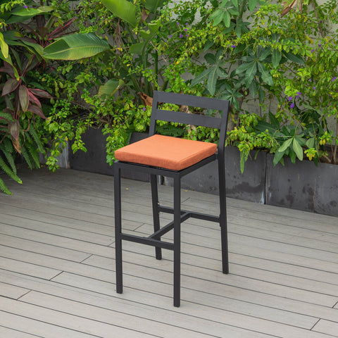 Chelsea Modern Patio Bar Chair in Powder-Coated Aluminum with Removable Cushion