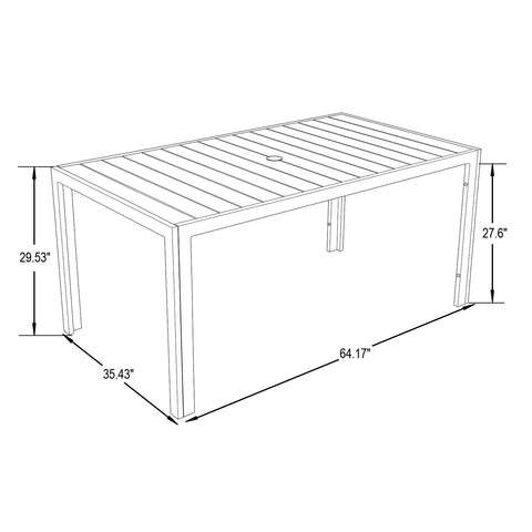 Chelsea 7-Piece Modern Outdoor Dining Set in Black Aluminum with Removable Cushions