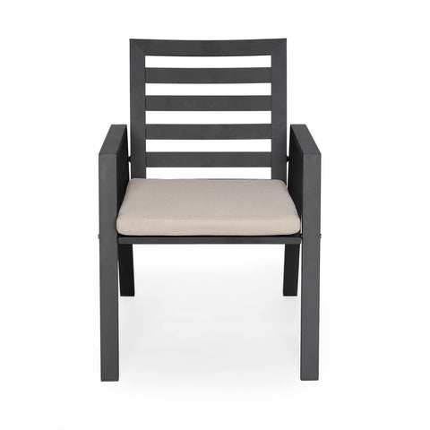 Chelsea Modern Aluminum Patio Dining Armchair with Removable Cushions