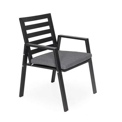 Chelsea Modern Aluminum Patio Dining Armchair with Removable Cushions