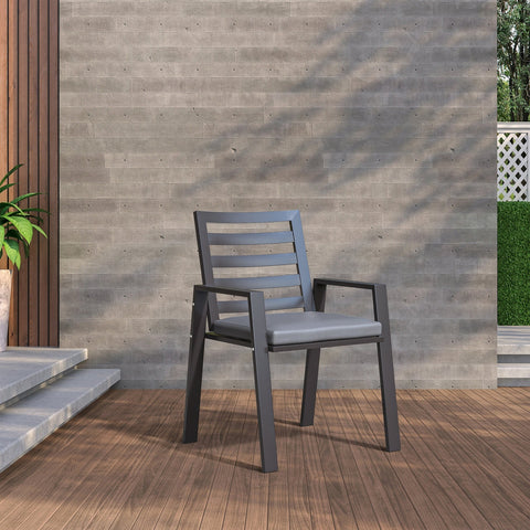 Chelsea Modern Aluminum Patio Dining Armchair with Removable Cushions