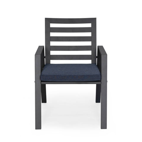 Chelsea Modern Aluminum Patio Dining Armchair with Removable Cushions