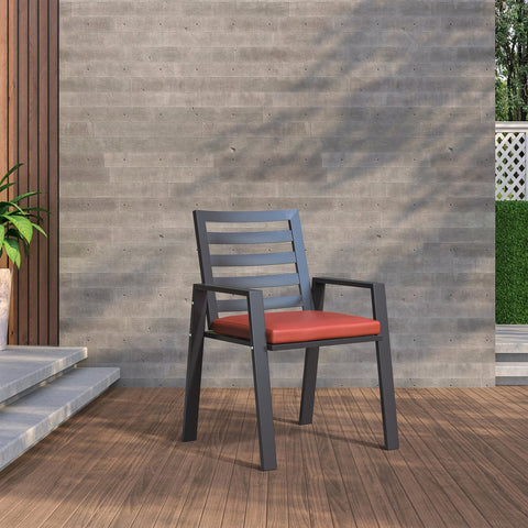 Chelsea Modern Aluminum Patio Dining Armchair with Removable Cushions