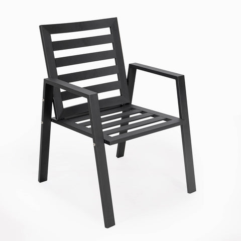 Chelsea Modern Aluminum Patio Dining Armchair with Removable Cushions