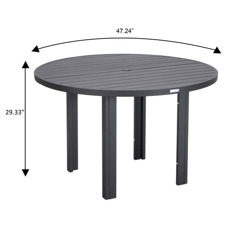 Chelsea 5-Piece Patio Dining Set with 48" Round Aluminum Dining Table and 4 Dining Armchair