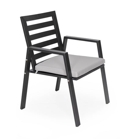 Chelsea Modern Aluminum Patio Dining Armchair with Removable Cushions