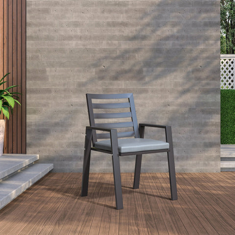 Chelsea Modern Aluminum Patio Dining Armchair with Removable Cushions