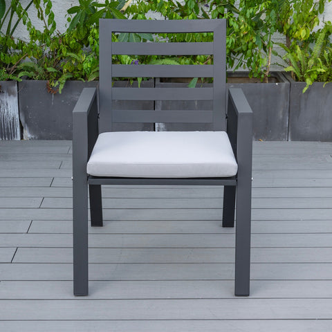 Chelsea Modern Aluminum Patio Dining Armchair with Removable Cushions