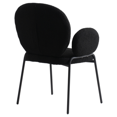 Celestial Boucle Dining Chair with Black Powder-Coated Iron Frame Set of 2