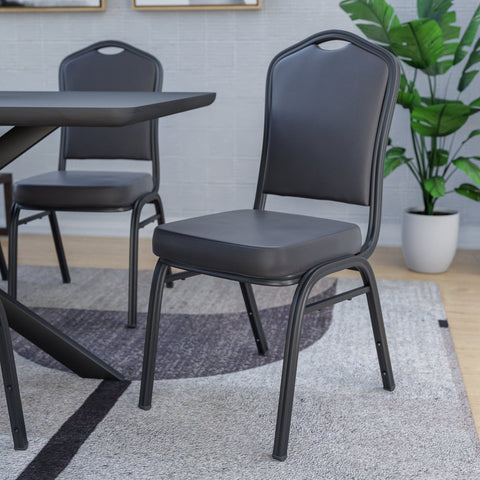 Cove Modern Stackable Banquet Chair with Black Powder Coated Steel Frame