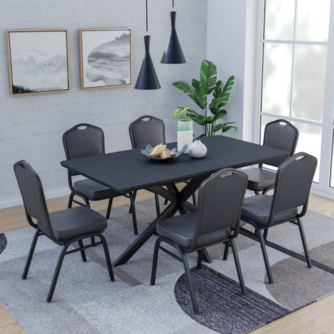 Cove Modern Stackable Banquet Chair with Black Powder Coated Steel Frame