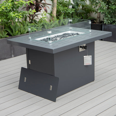 Chelsea Patio Modern Black Aluminum Propane Fire Pit Table