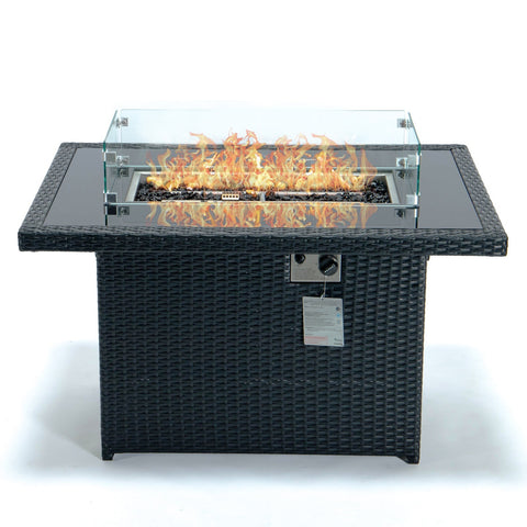 Mace Patio Modern Wicker Propane Fire Pit Table