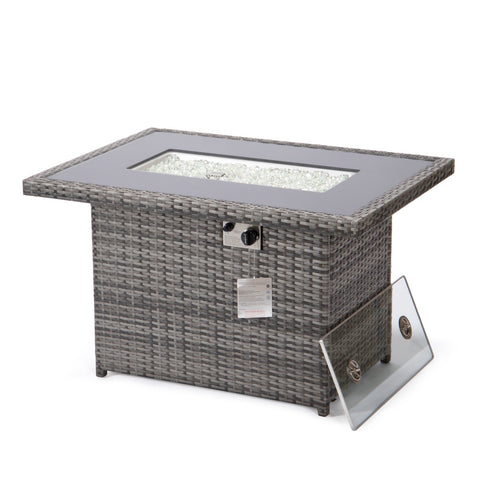 Mace Patio Modern Wicker Propane Fire Pit Table