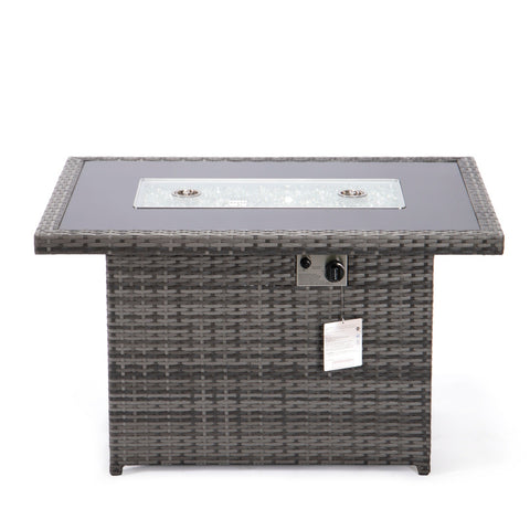 Mace Patio Modern Wicker Propane Fire Pit Table