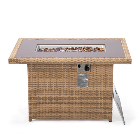 Mace Patio Modern Wicker Propane Fire Pit Table