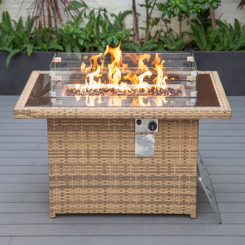 Mace Patio Modern Wicker Propane Fire Pit Table