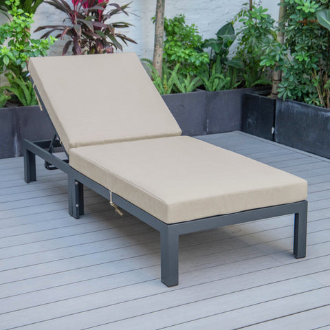 Chelsea Aluminum Outdoor Chaise Lounge Chair with Removable Cushions