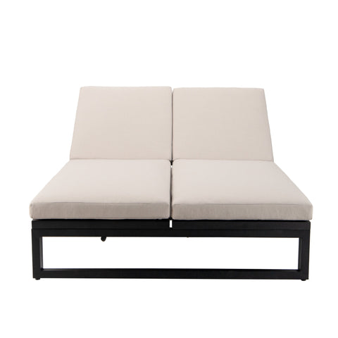 Chelsea Aluminum Outdoor 2 in 1 Convertible Sofa and Double Chaise Lounge Chair with Removable Cushions