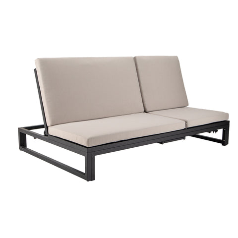 Chelsea Aluminum Outdoor 2 in 1 Convertible Sofa and Double Chaise Lounge Chair with Removable Cushions