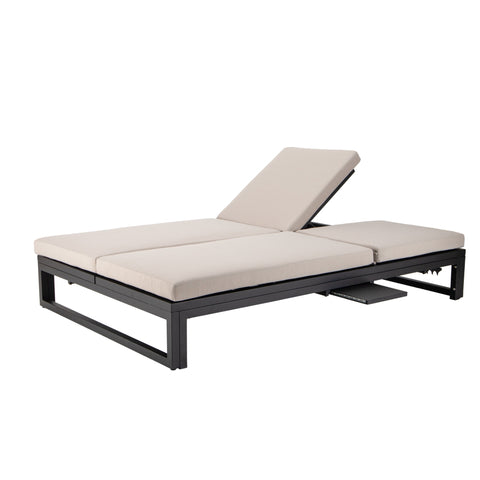 Chelsea Aluminum Outdoor 2 in 1 Convertible Sofa and Double Chaise Lounge Chair with Removable Cushions