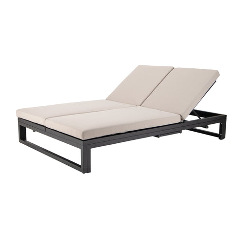 Chelsea Aluminum Outdoor 2 in 1 Convertible Sofa and Double Chaise Lounge Chair with Removable Cushions