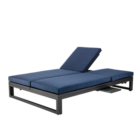 Chelsea Aluminum Outdoor 2 in 1 Convertible Sofa and Double Chaise Lounge Chair with Removable Cushions