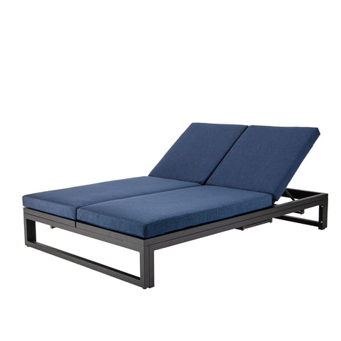 Chelsea Aluminum Outdoor 2 in 1 Convertible Sofa and Double Chaise Lounge Chair with Removable Cushions