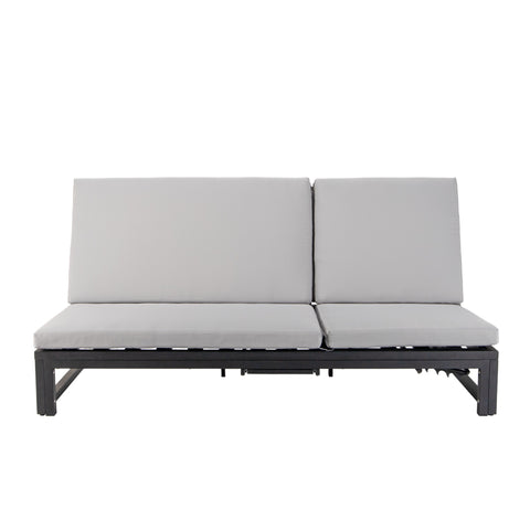 Chelsea Aluminum Outdoor 2 in 1 Convertible Sofa and Double Chaise Lounge Chair with Removable Cushions