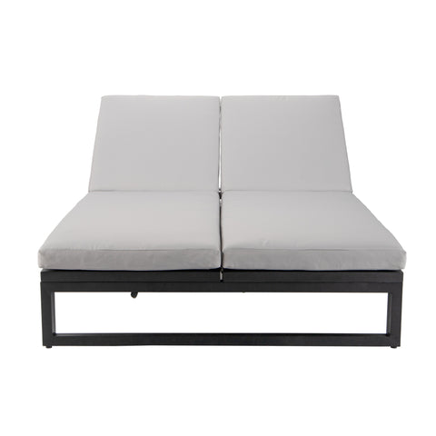 Chelsea Aluminum Outdoor 2 in 1 Convertible Sofa and Double Chaise Lounge Chair with Removable Cushions