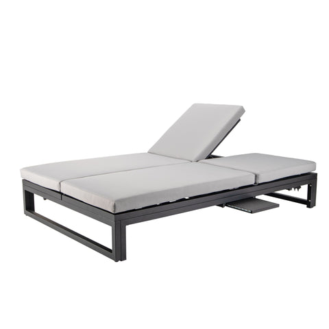 Chelsea Aluminum Outdoor 2 in 1 Convertible Sofa and Double Chaise Lounge Chair with Removable Cushions