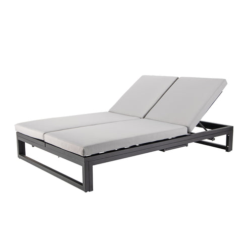 Chelsea Aluminum Outdoor 2 in 1 Convertible Sofa and Double Chaise Lounge Chair with Removable Cushions