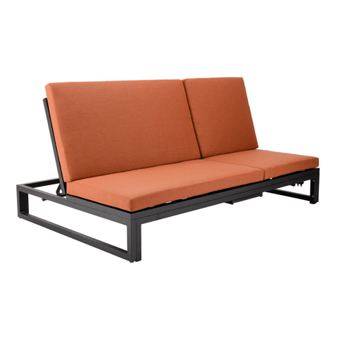 Chelsea Aluminum Outdoor 2 in 1 Convertible Sofa and Double Chaise Lounge Chair with Removable Cushions