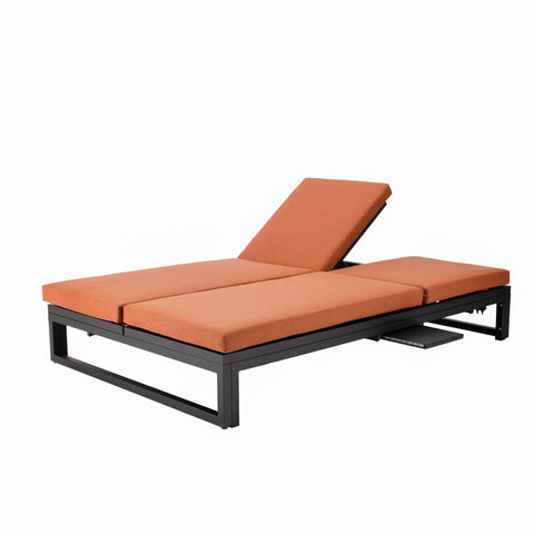 Chelsea Aluminum Outdoor 2 in 1 Convertible Sofa and Double Chaise Lounge Chair with Removable Cushions