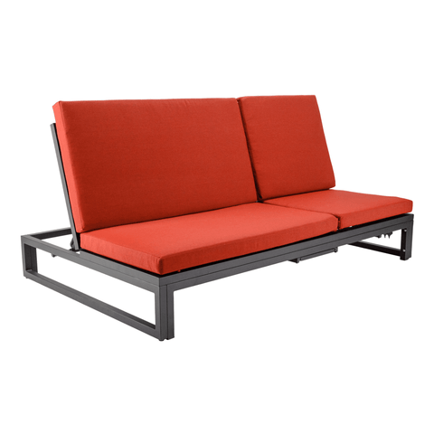 Chelsea Aluminum Outdoor 2 in 1 Convertible Sofa and Double Chaise Lounge Chair with Removable Cushions