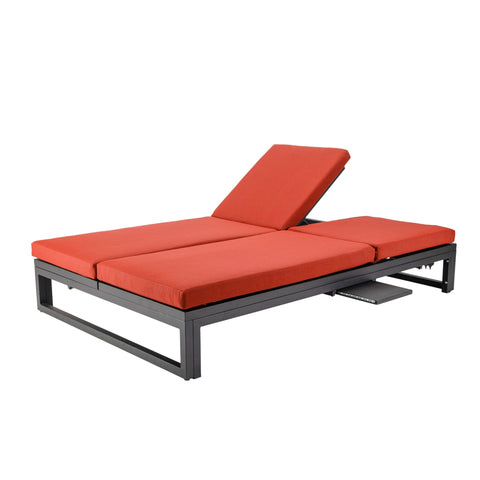 Chelsea Aluminum Outdoor 2 in 1 Convertible Sofa and Double Chaise Lounge Chair with Removable Cushions