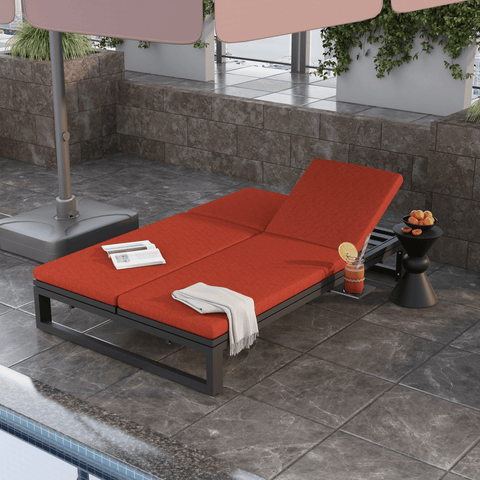 Chelsea Aluminum Outdoor 2 in 1 Convertible Sofa and Double Chaise Lounge Chair with Removable Cushions