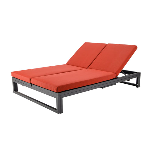 Chelsea Aluminum Outdoor 2 in 1 Convertible Sofa and Double Chaise Lounge Chair with Removable Cushions