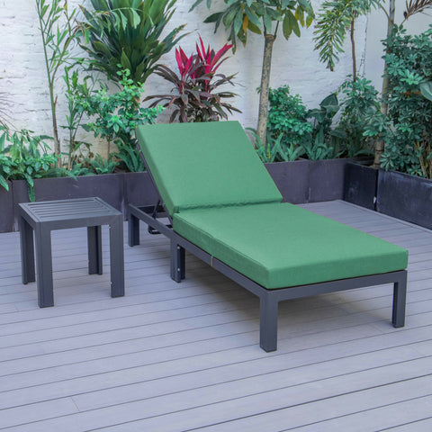 Chelsea Outdoor Chaise Lounge Chair With Side Table and Removable Cushions