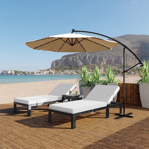 Chelsea Modern Outdoor Chaise Lounge Chair With Side Table & Cushions