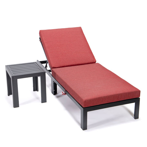 Chelsea Outdoor Chaise Lounge Chair With Side Table and Removable Cushions