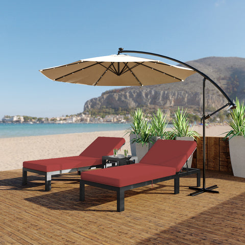 Chelsea Modern Outdoor Chaise Lounge Chair With Side Table & Cushions