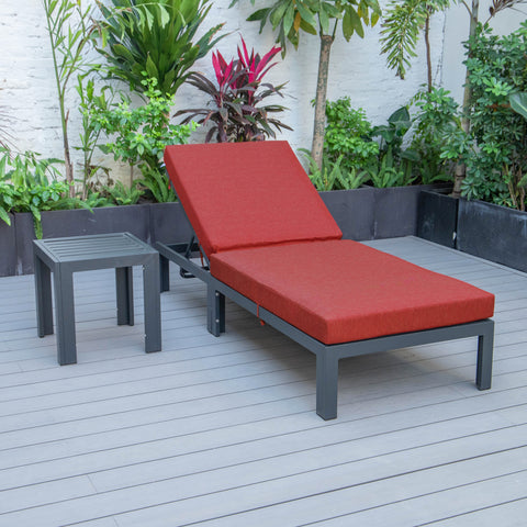 Chelsea Outdoor Chaise Lounge Chair With Side Table and Removable Cushions