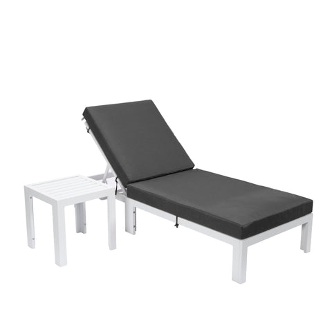 Chelsea Outdoor Chaise Lounge Chair With Side Table and Removable Cushions