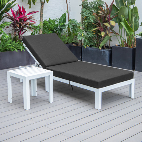 Chelsea Outdoor Chaise Lounge Chair With Side Table and Removable Cushions