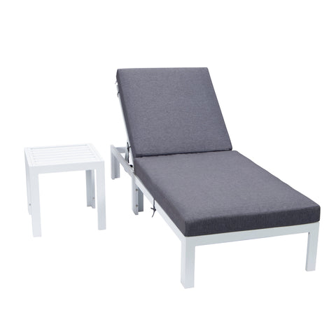 Chelsea Outdoor Chaise Lounge Chair With Side Table and Removable Cushions