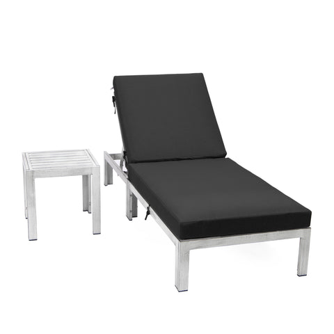 Chelsea Outdoor Chaise Lounge Chair With Side Table and Removable Cushions