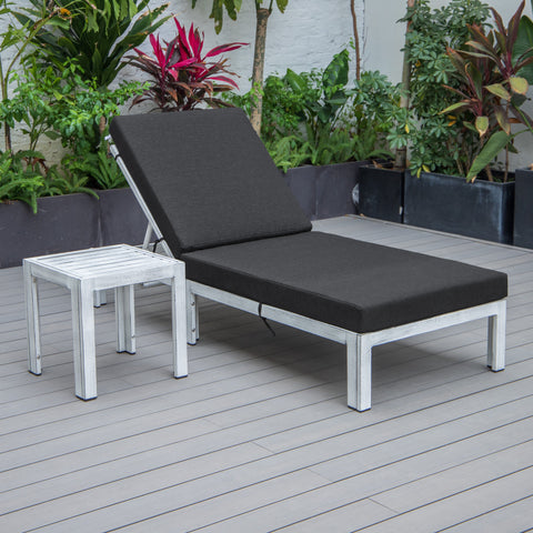 Chelsea Outdoor Chaise Lounge Chair With Side Table and Removable Cushions