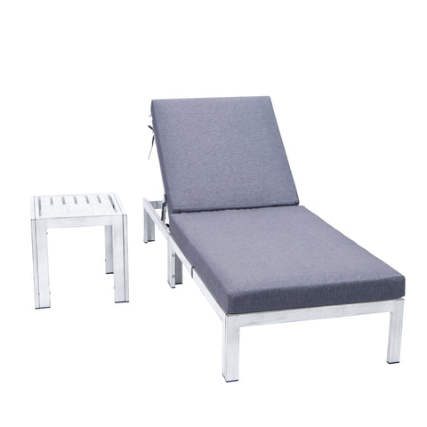 Chelsea Outdoor Chaise Lounge Chair With Side Table and Removable Cushions